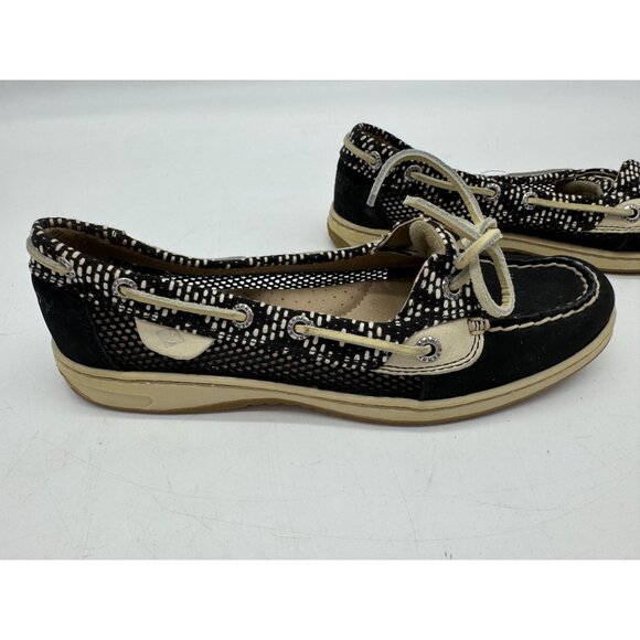 Sperry Top Sider Women's Angelfish Slip-On Nubuck Boat Shoes Size 7M Black Cream - Picture 7 of 10